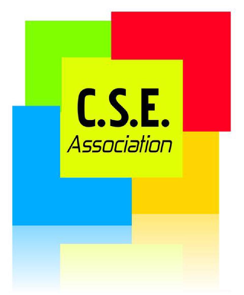 C.S.E. Association logo with overlapping coloured squares in green, red, blue, and yellow