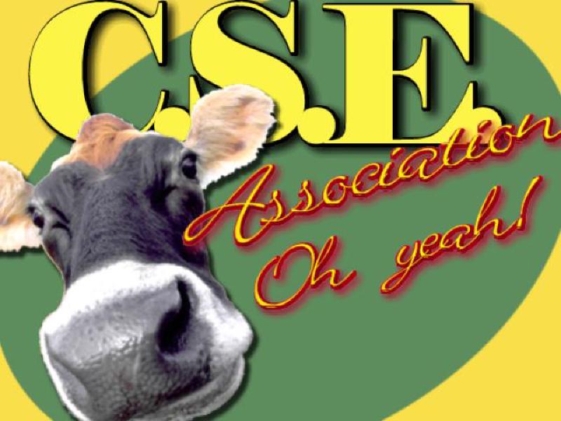 CSE Association logo featuring a close-up photo of a cow's face with 'Oh yeah!' in script