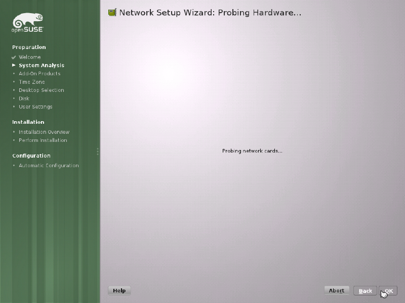 Network Setup Wizard probing hardware