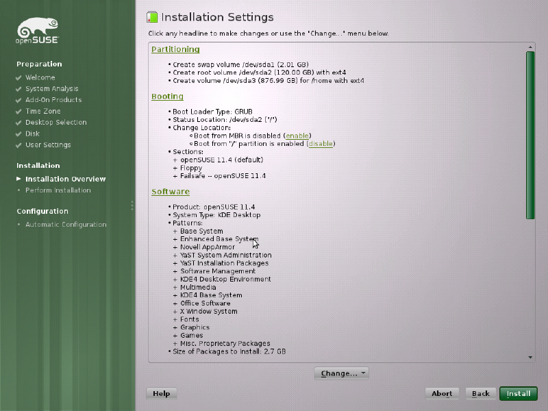 Expert Partitioner with Linux native Ext4 partitions