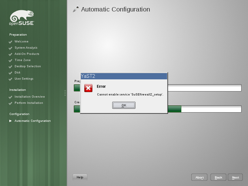 openSUSE chameleon boot logo after reboot