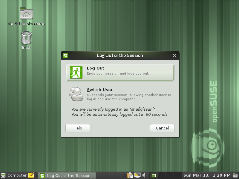 GNOME desktop with Computer and Trash icons on a clean background
